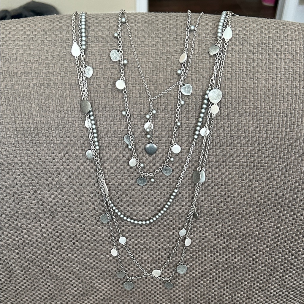 Elegant Silver Layered Necklace